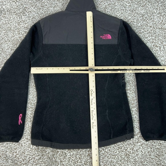 North Face Jacket Womens Small Black Fleece Pink Logo Denali Breast Cancer Gorp - Picture 9 of 11
